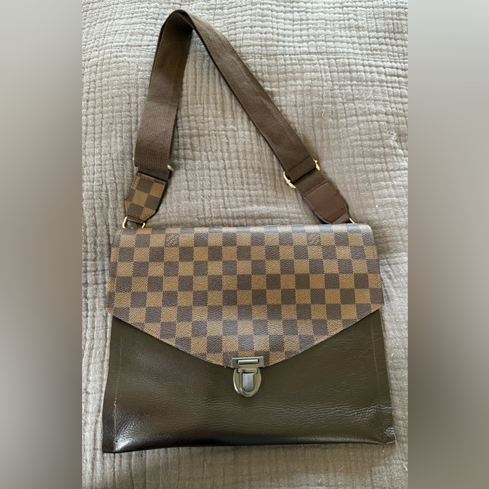 NEW! Upcycled Checkered Brown & Tan Shoulder Crossbody Bag-Absolutely Fabulous!